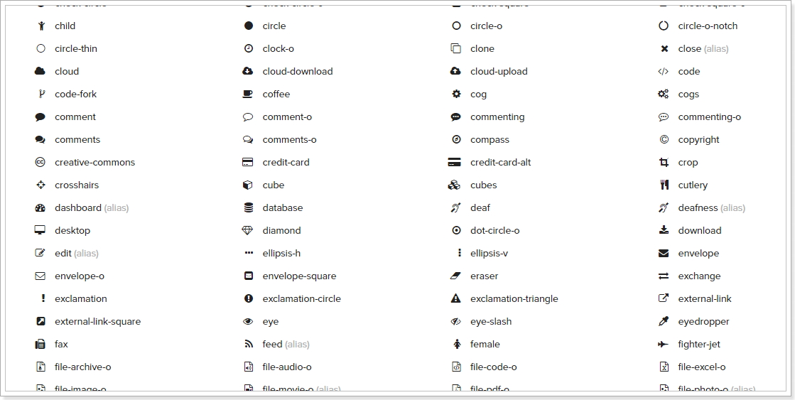 Fontawesomeウェブフォントリスト